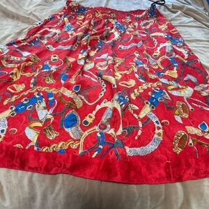 Vibrant Vintage Diane Freis Silk Red Patterned Women's Skirt M/L
